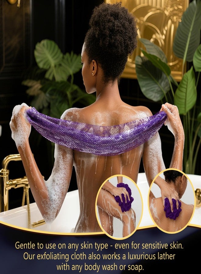 KINGMAS African Net Sponge, Authentic Nylon with Knots, 2 Pieces Exfoliating Body Scrubber Bath Sponge, Back Scrubber Washcloth for Shower, Body Care Bathing (Purple & Pink) - Image 3